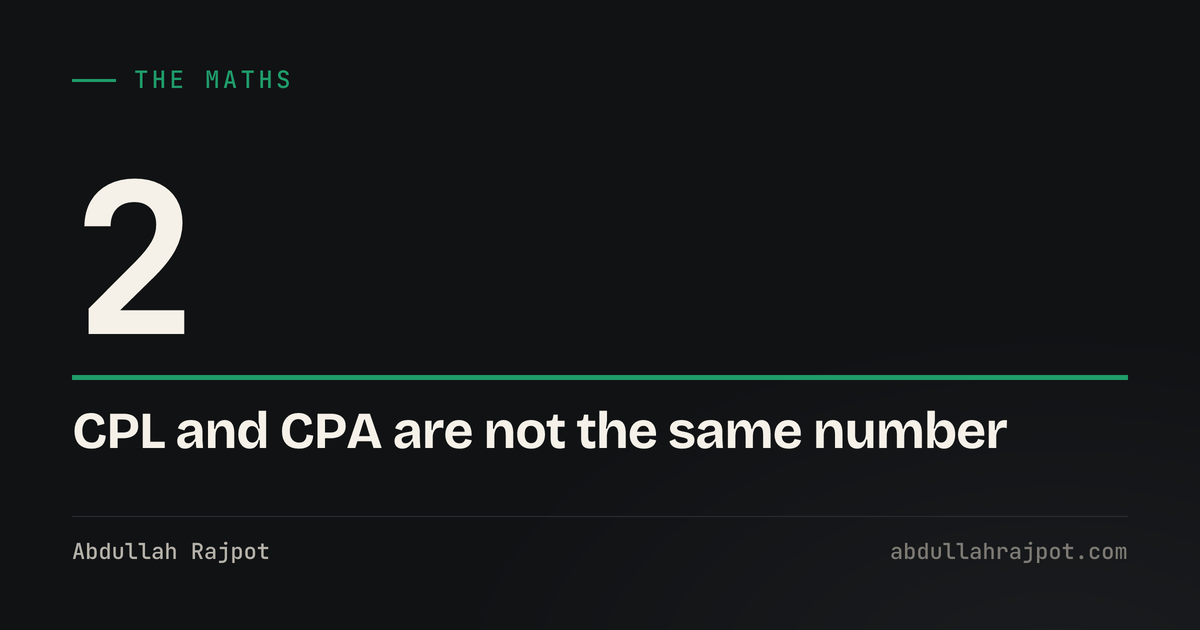 Cost per lead vs cost per acquisition card showing the number two, the two figures people confuse
