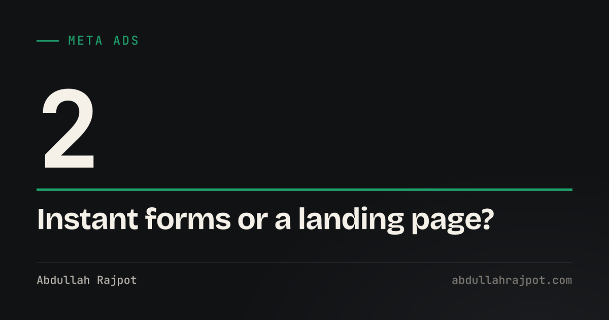 Facebook lead ads card showing the number two, the two ways to collect an enquiry on Meta
