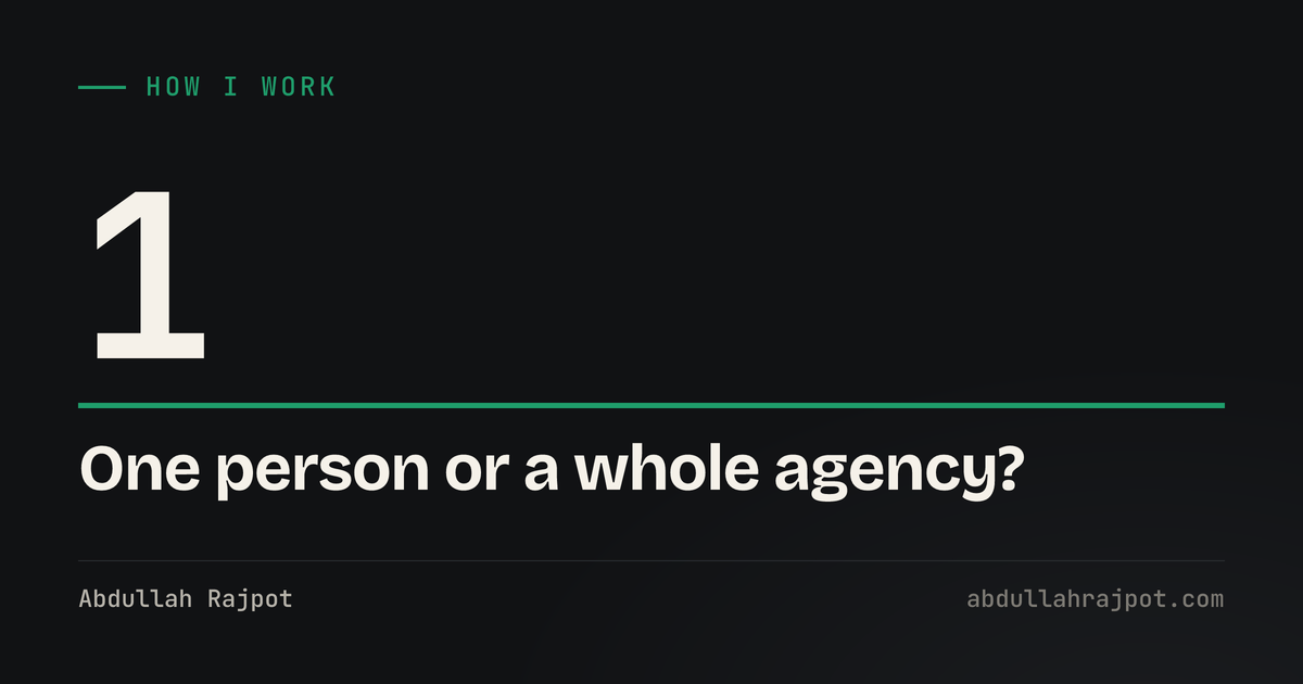 Freelancer vs agency card showing the number one, the case for hiring one person over an agency