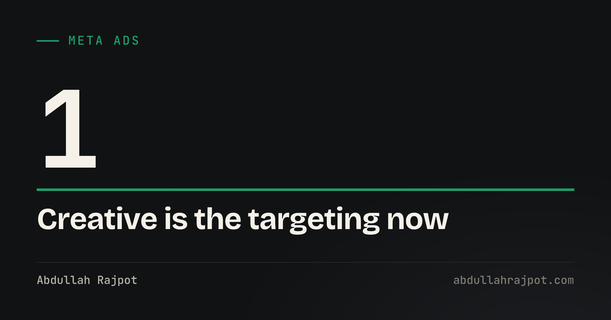 Meta ads audience targeting card showing the number one, the single lever that still matters