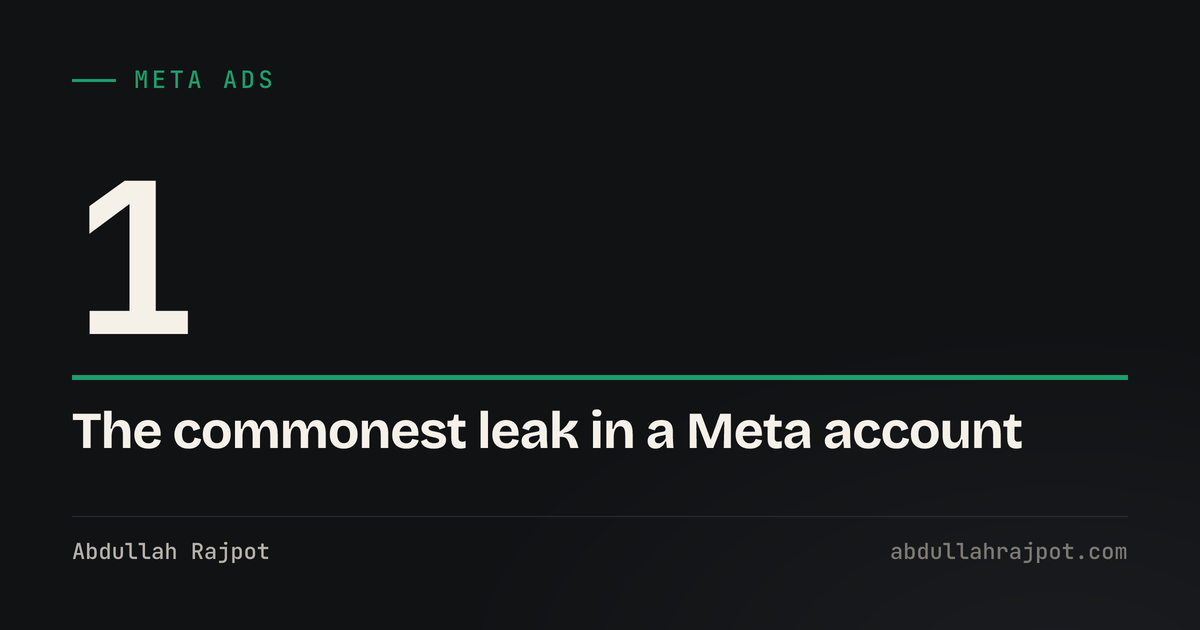 Meta ads optimization event card showing the number one, the single setting most accounts get wrong